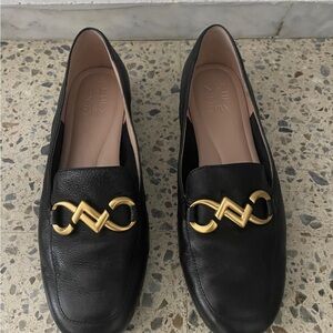 Naturalizer Black Moccasins with Gold Accents